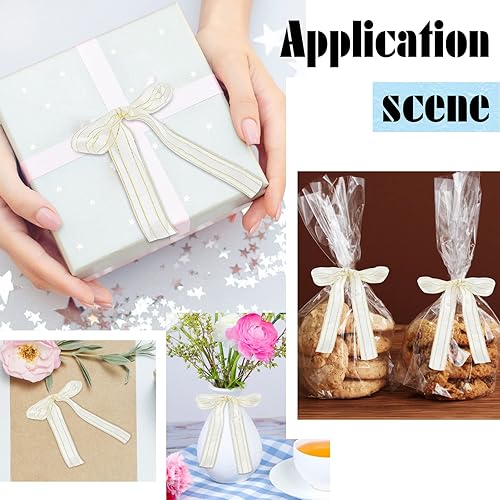 Miniatura 7 de GORGECRAFT Cinta de oro amarillo de 20 yardas, cinta de malla con alambre de organza transparente de 1 pulgada, cinta metálica con purpurina