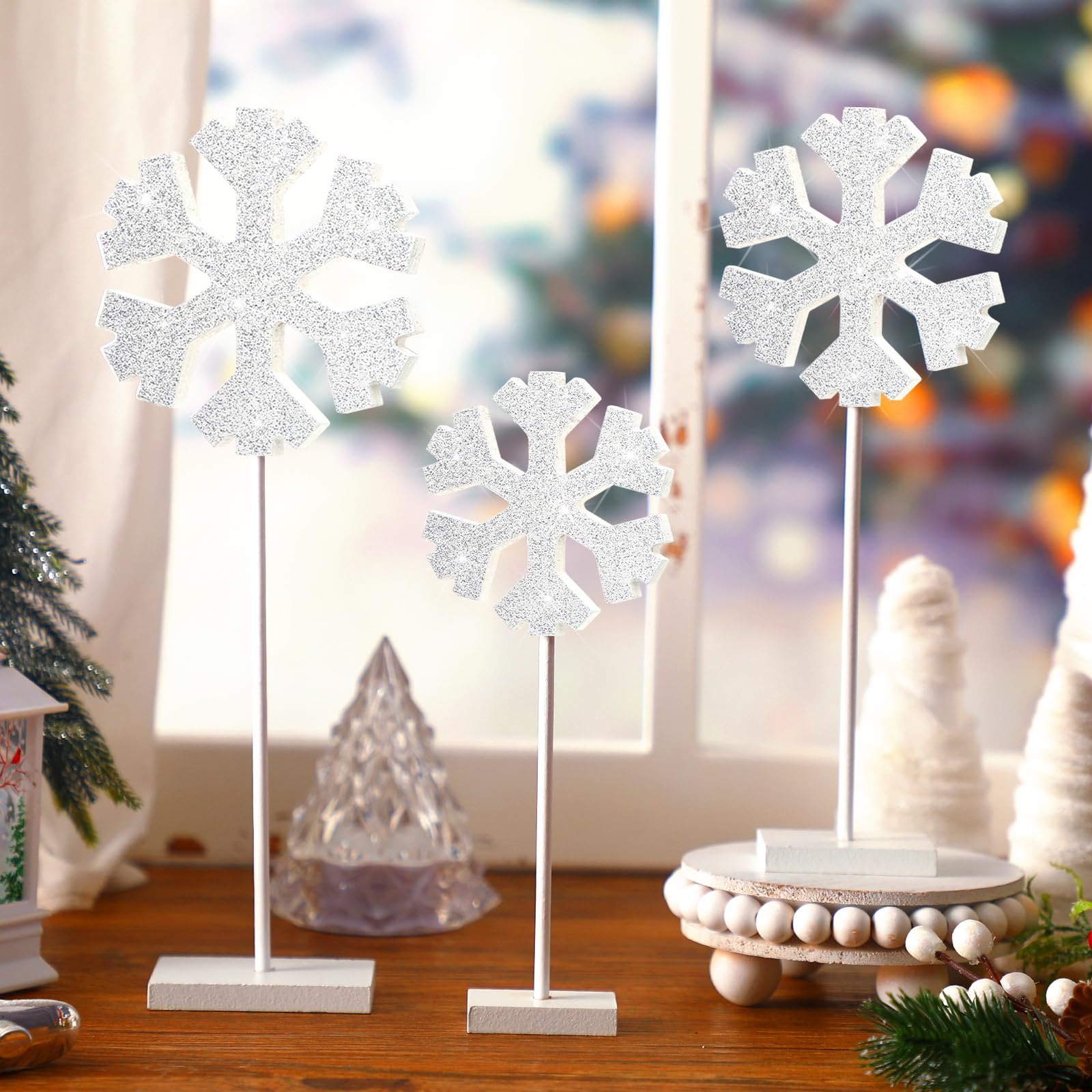 Lot De 45 Flocons De Neige En Bois à Décorer - 9 Modèles, 4 Cm - DIY Noël, Sapin, Fenêtre