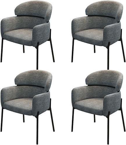 Miniatura 18 de Sillas de cocina de comedor con lino de algodón, juego de sillas de comedor con cojines, silla de sala de estar con almohadilla antideslizante