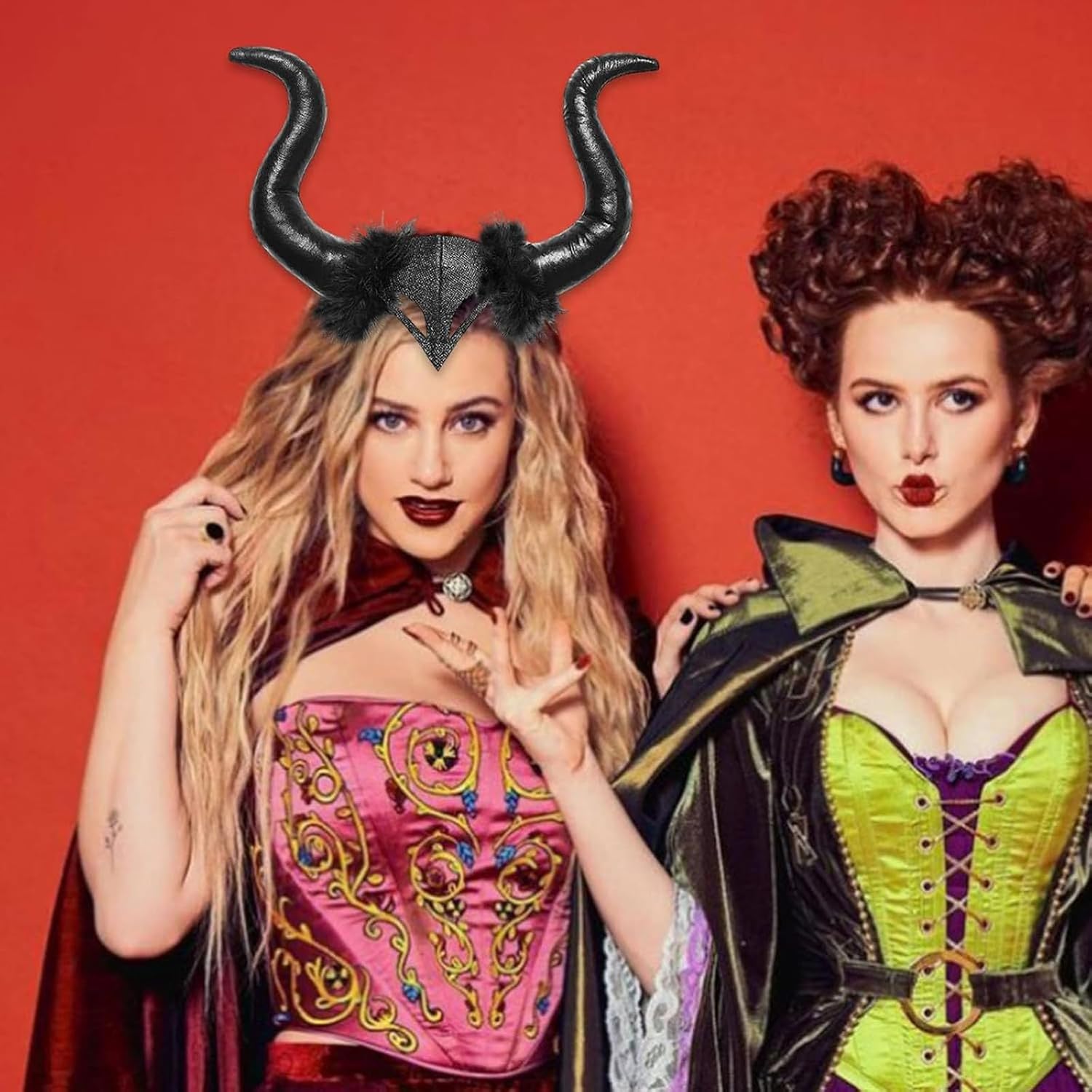 Soochat Devil Horn Headband Demon headband Horns Headpiece Halloween Cosplay Party Photo Props Headband Costume Accessory - Image 4