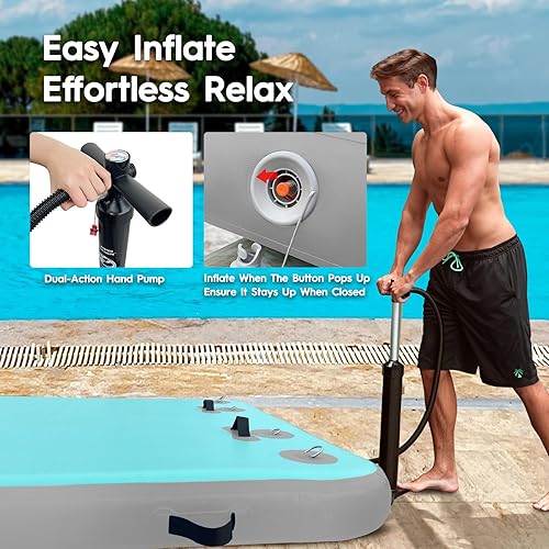 Miniatura 6 de Muelle flotante inflable de 5 pies6 pies8 pies10 pies, flotadores de lago para adultos, plataforma de agua flotante para fiestas de verano, barco