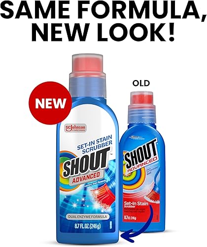 Miniatura 2 de Shout Gel removedor de manchas avanzado para ropa sucia, gel ultra concentrado con cepillo limpiador integrado para manchas profundas, 8.7 onzas