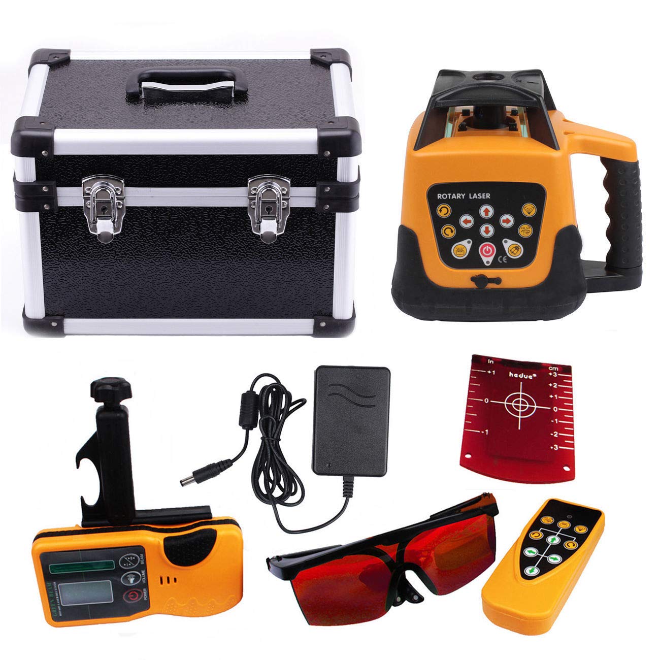 Samger Laser Autolivellante con 1.65 Treppiede in Alluminio Asta da 5m Set Livella Laser Rotante Rosso 360 Gradi con Ricevitore, Area di Lavoro di 500m
