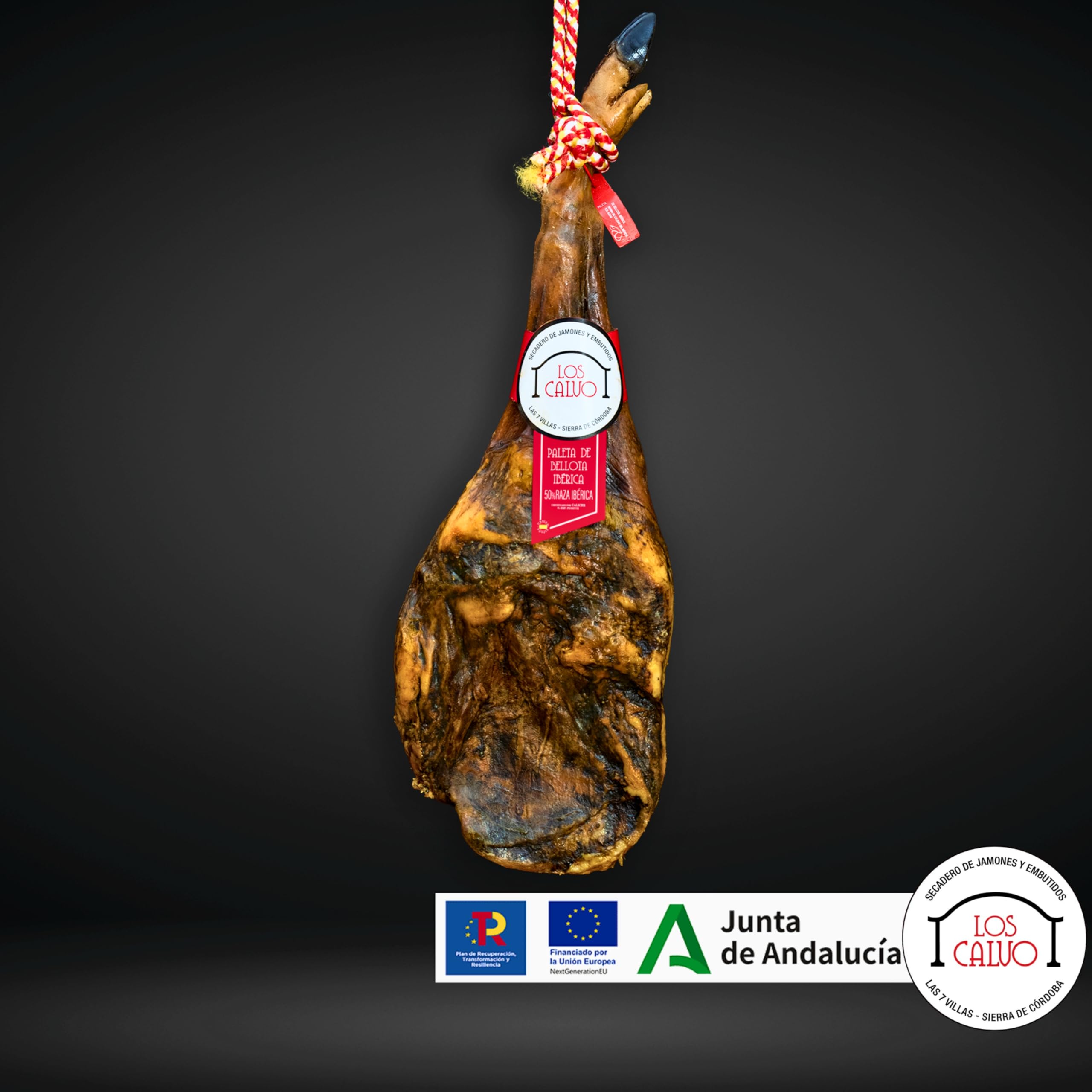 Jamon LOS CALVO Lote Loncheado Paleta Iberica Cerdo Pata Negra | Maletín Paletilla Bellota 12 Sobres 960Gr + 200Gr Virutas y Tacos del Jamón Deshuesado de Regalo Embutidos Gourmet España 50% Ibérico