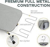 Vista 3 de Tabla de Planchar Plegable de Metal para Mesa con Soporte para Plancha, Tabla de Planchar Portátil Pequeña con Cubierta de Algodón Resistente al