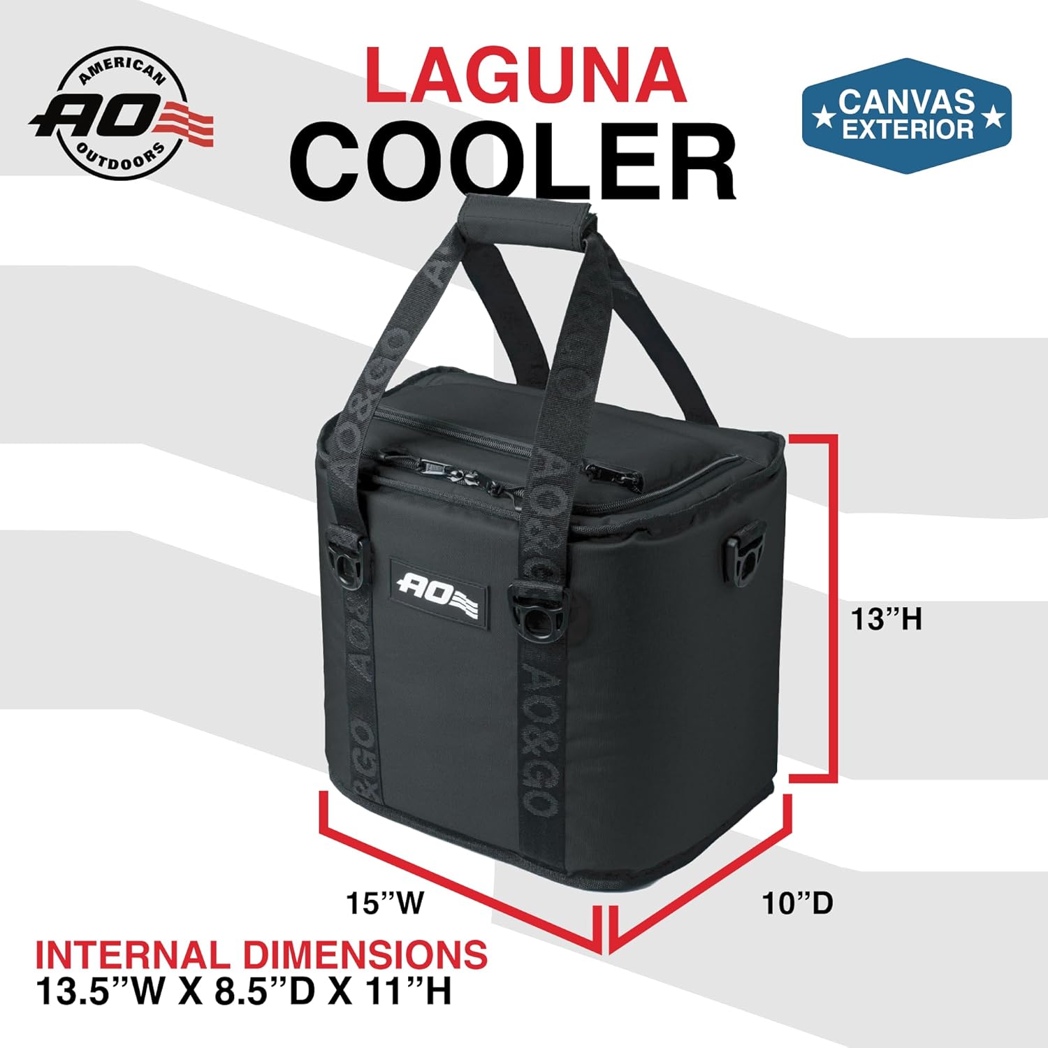 AO Coolers Laguna Canvas Soft-Sided Cooler Tote Bag, Leak-Proof Liner, Insulated, 18-Can