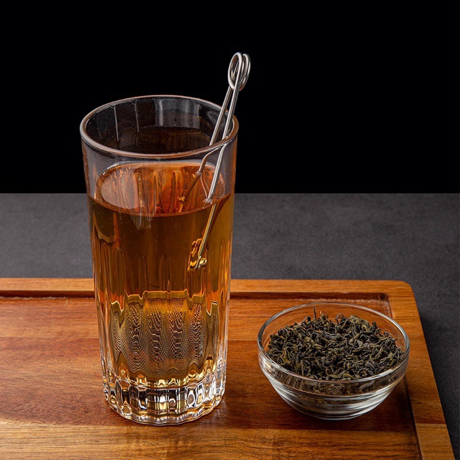 Teesieb mit Schnappkugeln, 20 Stück, hochwertiges Edelstahl-Tee-Ei mit Griff, Tee-Ei mit Zange, Steiler, wiederverwendbar, für losen Tee, Gewürze, Gewürze