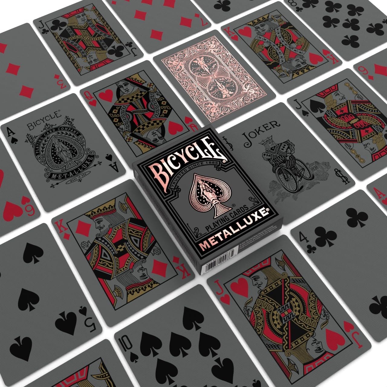 Bicycle Black Metalluxe 3 Pack Bundle – Includes Gold, Silver, and Rose Gold Playing Card Decks