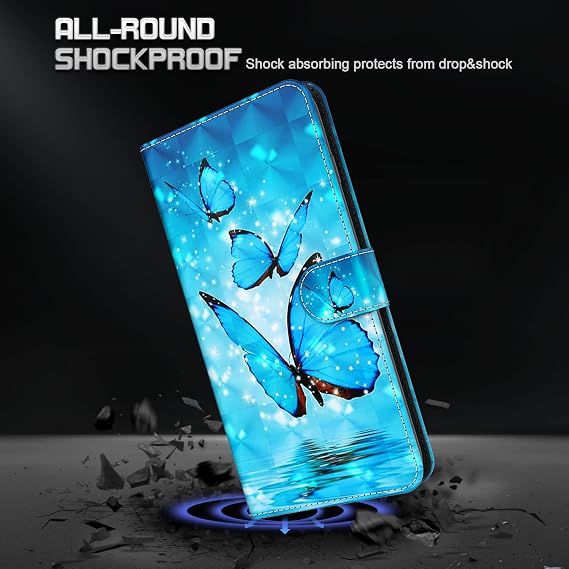 Mobile Phone Case for Xiaomi 13 Pro Leather Case [Stand Function] [Magnet] Shockproof Premium Flip PU Leather Cover Case Flip Case Xiaomi 13 Pro Protective Case - Blue Butterfly