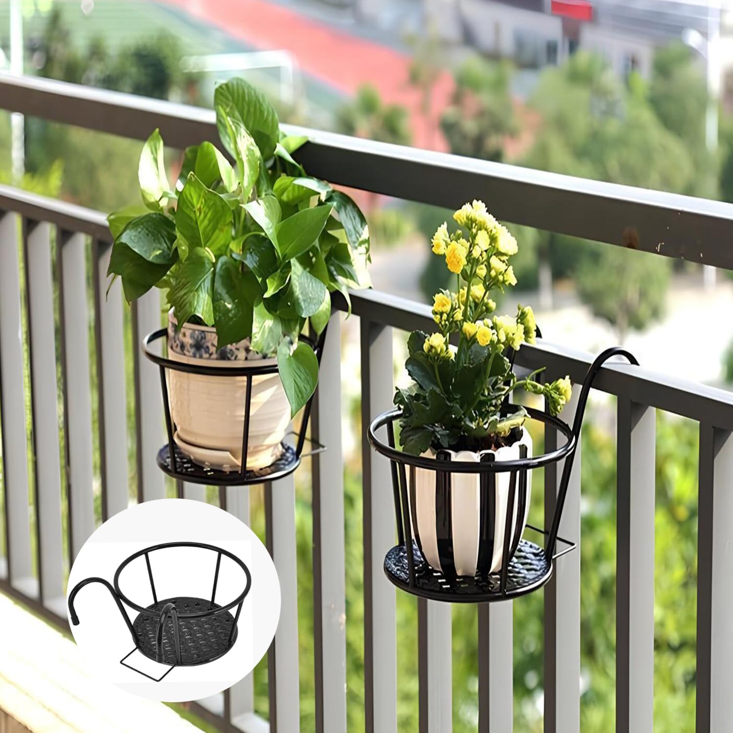 3 Piezas Soporte Para Macetas Exterior, Soporte Flores Redondo Gancho, Estante Hierro Plantas Colgantes, Titular De Maceta Colgante, Adecuado Para Balcón, Jardín, Valla, Interior y Exterior