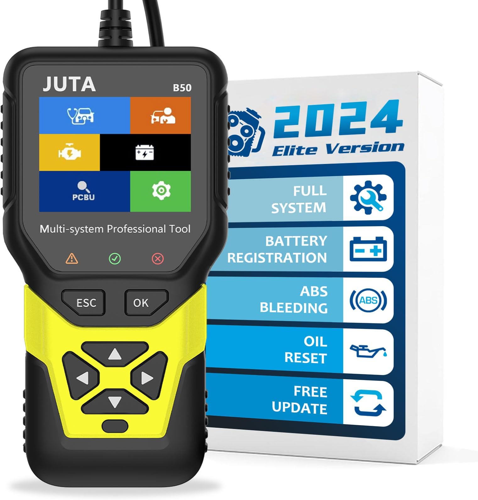 JUTA B50 Diagnostic Tool Compatible for BMW and Mini, Full Systems OBD2 Scanner with Battery Registration, Oil Reset, ABS Bleeding, EPB OBD-II Automotive Code Reader