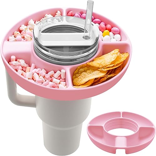 Tazón de aperitivos para taza Stanley, bandeja de silicona compatible con Stanley Cup Quencher 1.02.0 vaso de 40 onzas con asa, anillo reutilizable