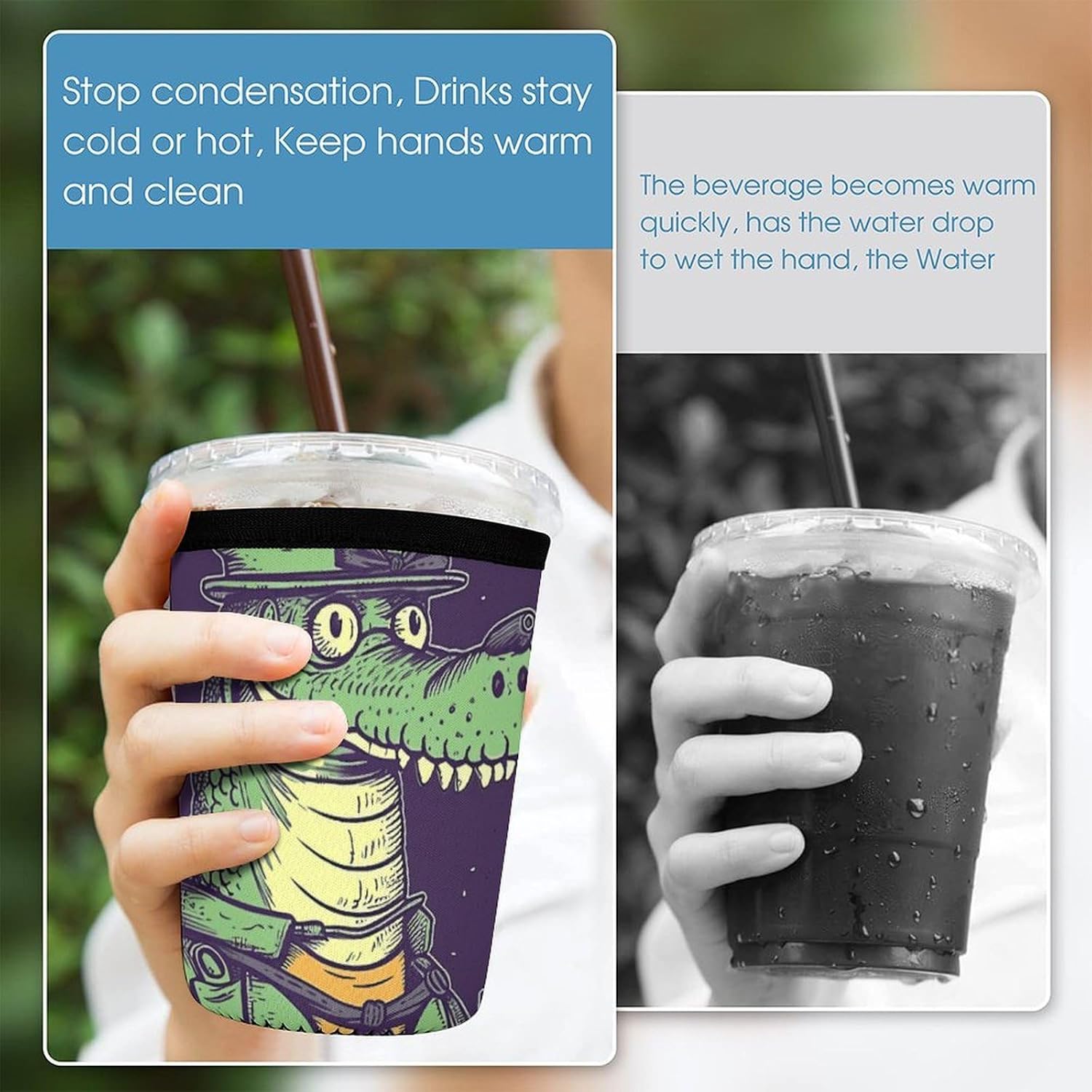 3 Pack Neoprene Cup Sleeves, Stretchy Reusable Drink Cup Cover Universal