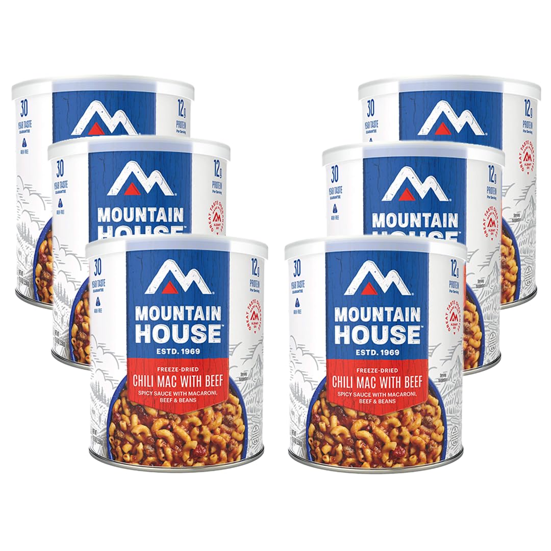 Mountain House Freeze-Dried Chili Mac with Beef #10 Can – 10 Servings per Can – Spicy Macaroni, Beef & Beans – Dairy-Free Emergency Survival Canned