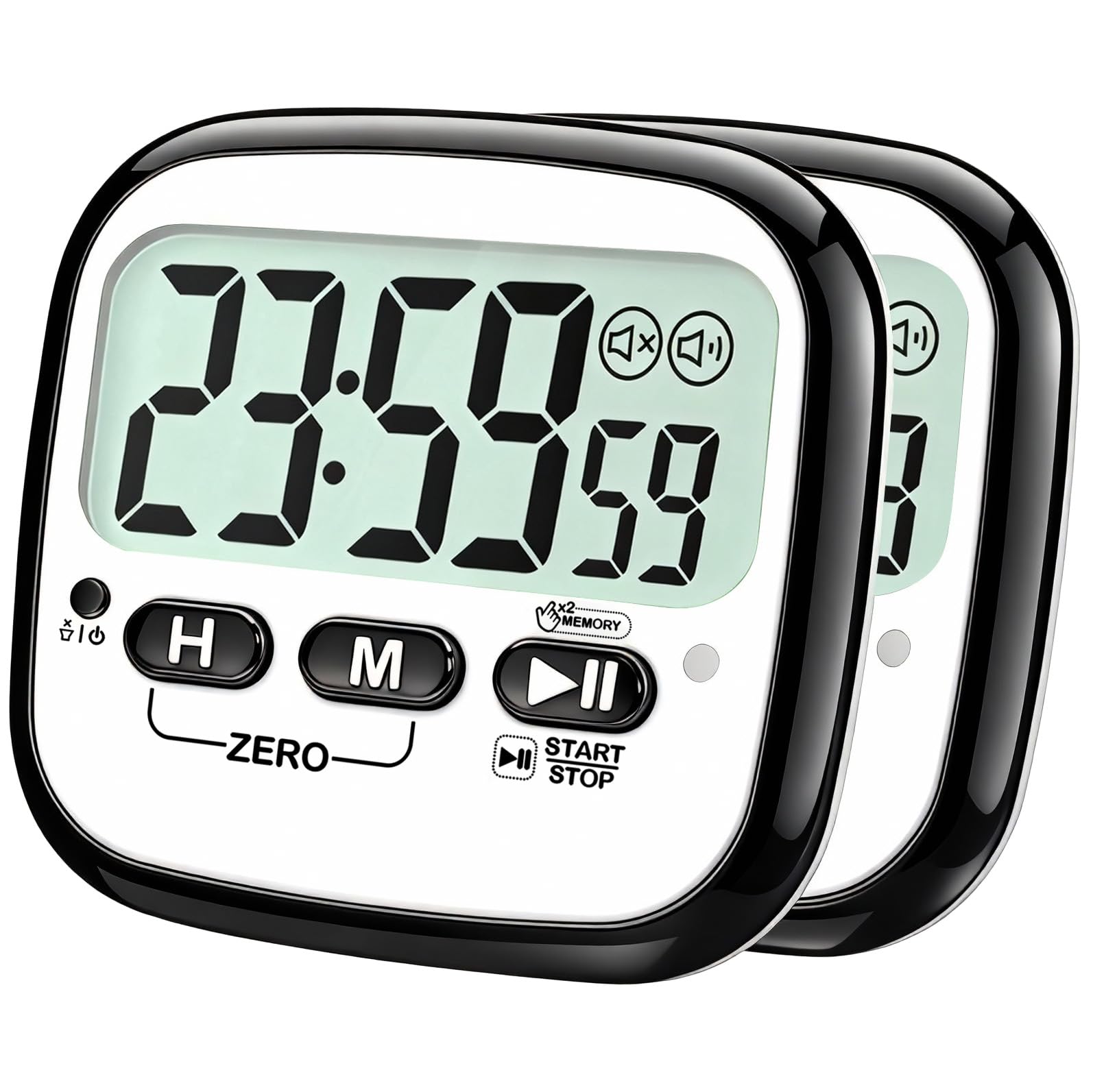 AyayaBoss 2-Pack Magnetic Kitchen Timers for Cooking, Digital Stop Watch Countdown Timer for Kids, Teachers, Classroom, Office, Exercise - Battery Included