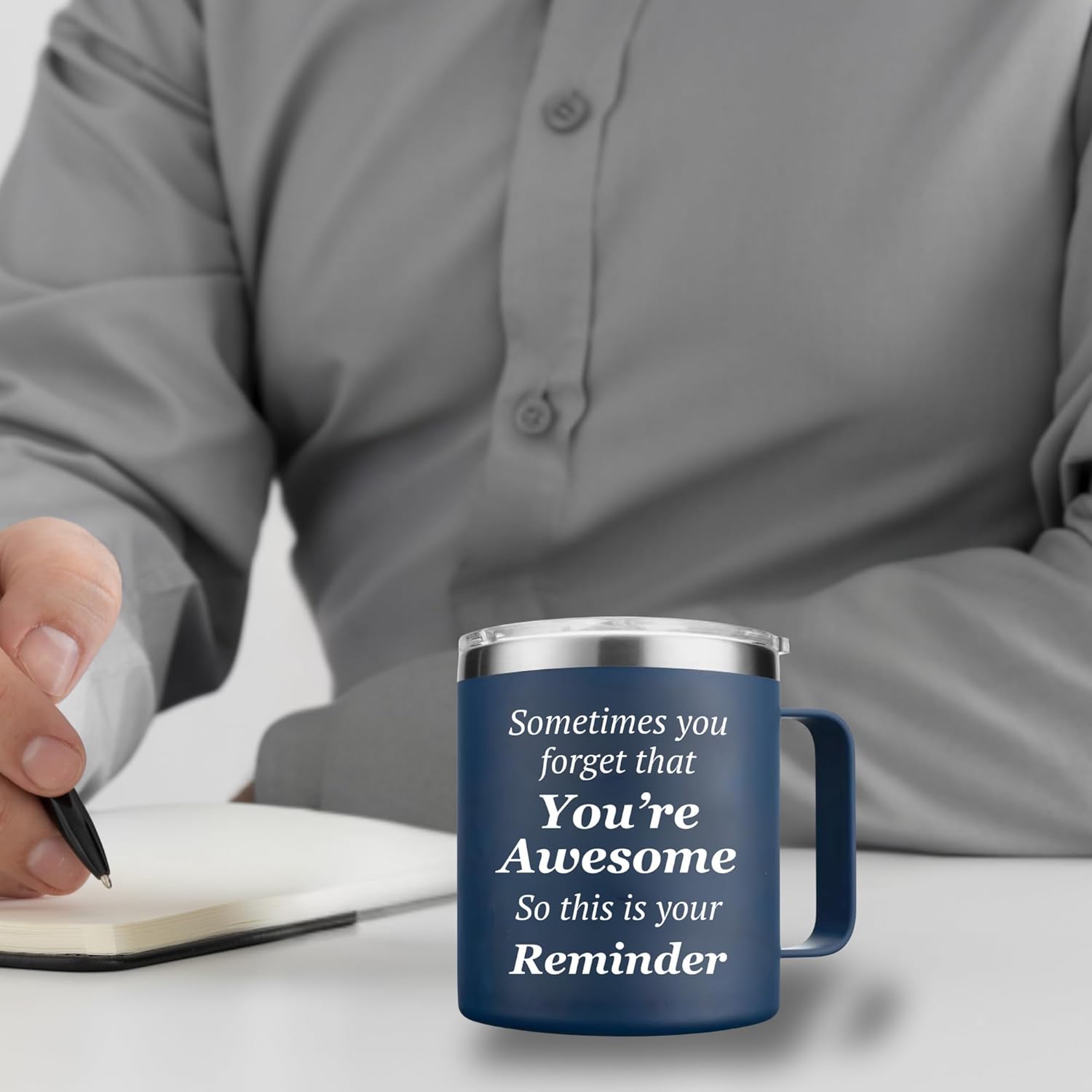 'You're Awesome' Coffee Mug with Lid – Inspirational Gift for Men: Husband, Dad, Boyfriend, Colleague, Teachers – Gift for Father’s Day, Birthday, Valentines Day (14 Oz) - Image 6