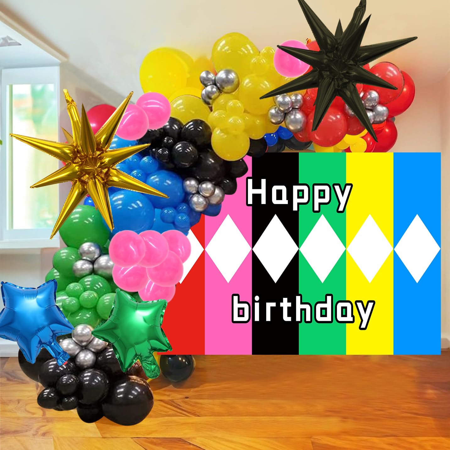Happy Birthday Party Decorations 149Pcs Balloon 1PcsBirthday Backdrop Cartoon Party Supplies