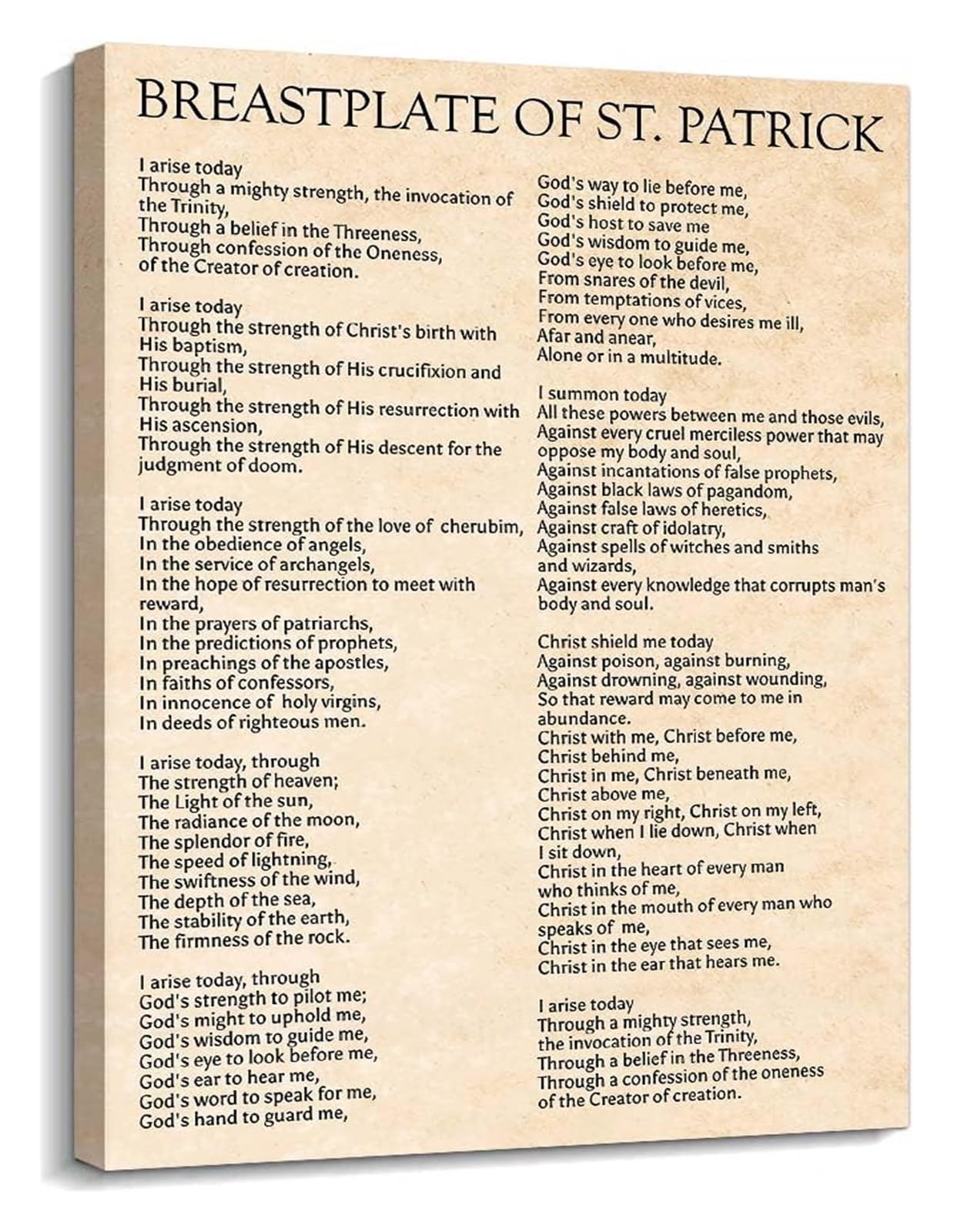 EKFBQBGW Saint Patrick Breastplate Prayer Canvas Wall-Art Irish Faith Print Landscape Set for Home Bedroom Office Decor Unframed,08x12inch(20x30cm)