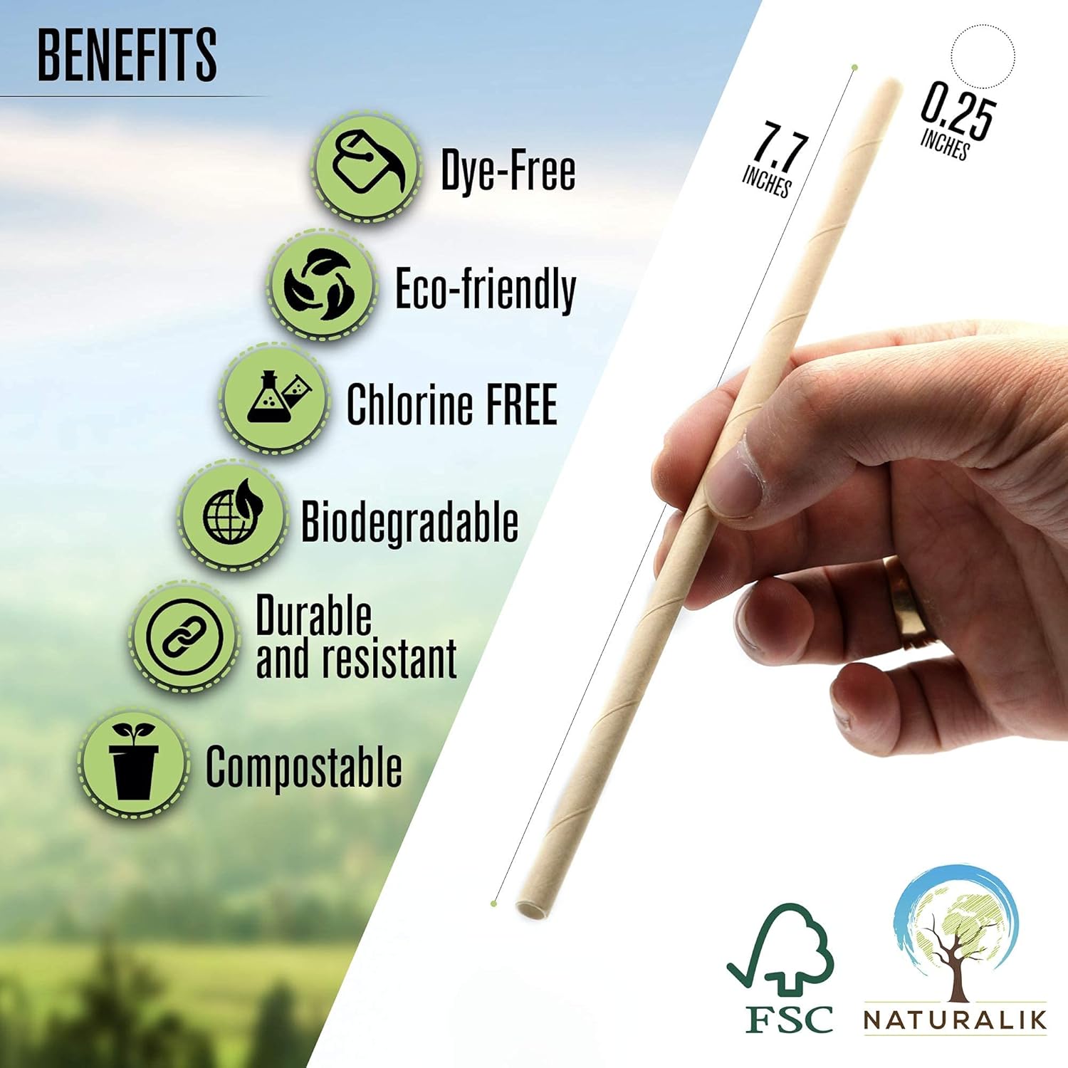 80% Off Discount Naturalik 300/1000-Pack Extra Durable Brown Paper Straws Biodegradable- Premium Eco-Friendly Paper Straws Bulk- Drinking Straws for Juices, Restaurants and Party supplies, 7.7 (Brown, 300ct)
