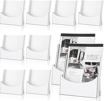 Dianelhall 10 Pcs Rack Card Holder 8.5 x 11 Inches Brochure Pamphlet Holder Stand Literature Paper Flyer Display Stand Bookmark Display for Magazine, Pamphlet, Booklets, Menu, Offices