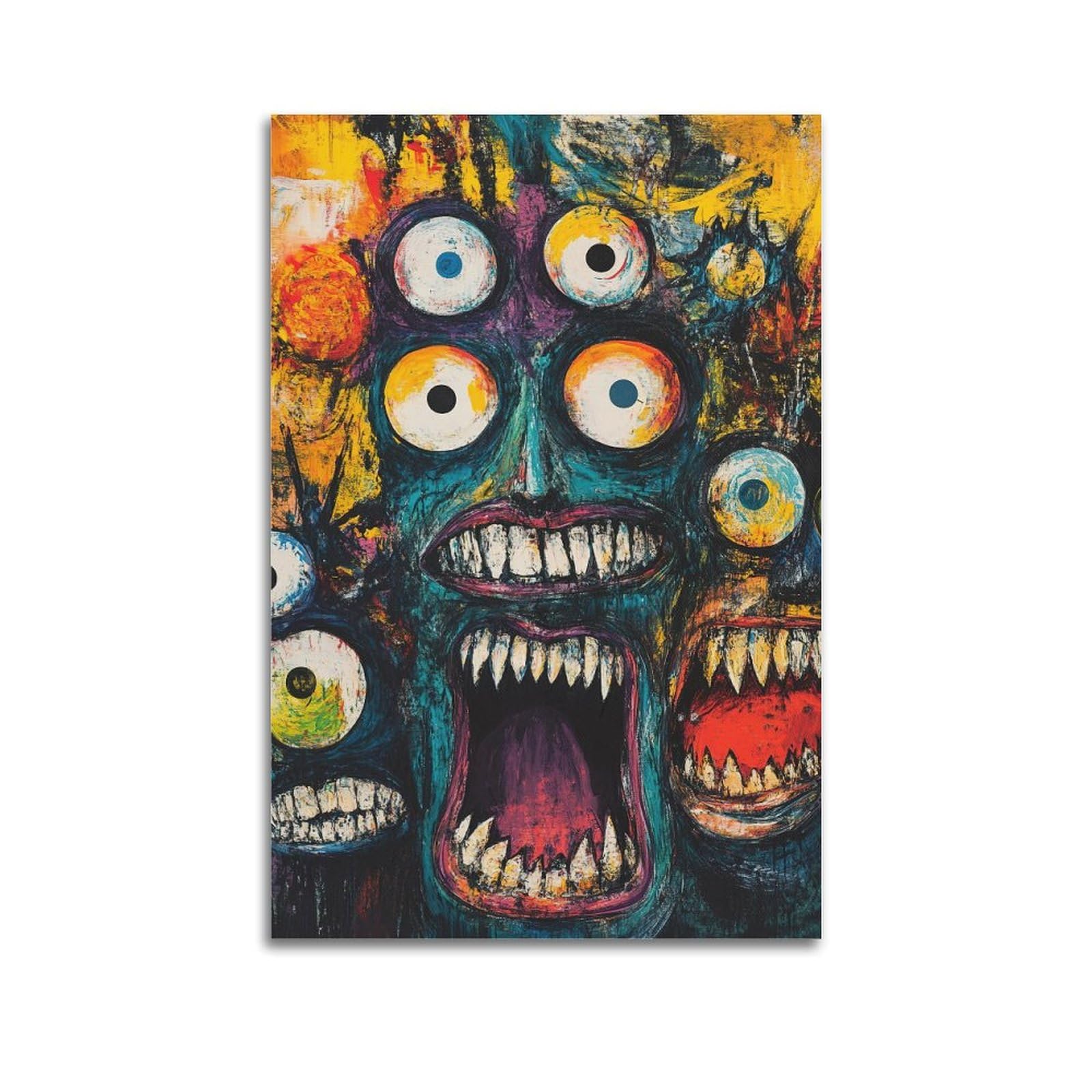 ZSLYMX Vivid And Wild Multi Eyed Monster with Open Jaws in Colorful Art Exquisite Poster Modern Family Decorative Painting for Office Canvas Wall Art Prints Picture 12x18inch(30x45cm)