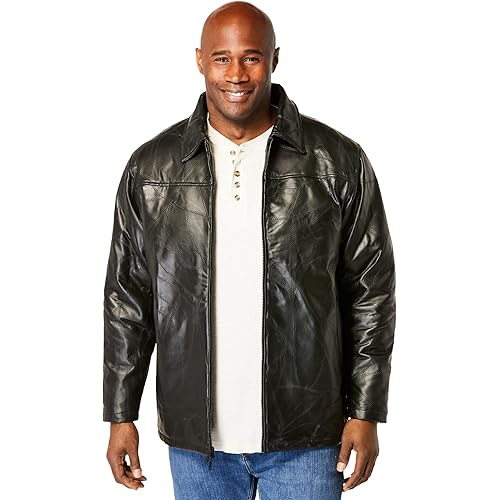 KingSize Men's Big & Tall Embossed Leather Jacket