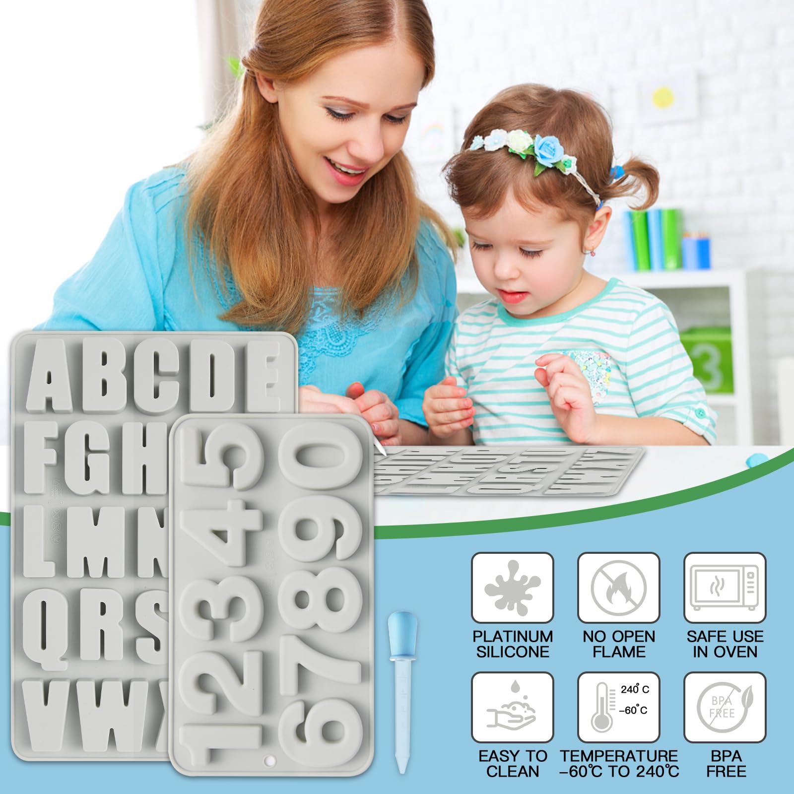 Stampo In Silicone Lettere E Numeri - 2 Pezzi, Per Dolci E Sapone - Foto 5