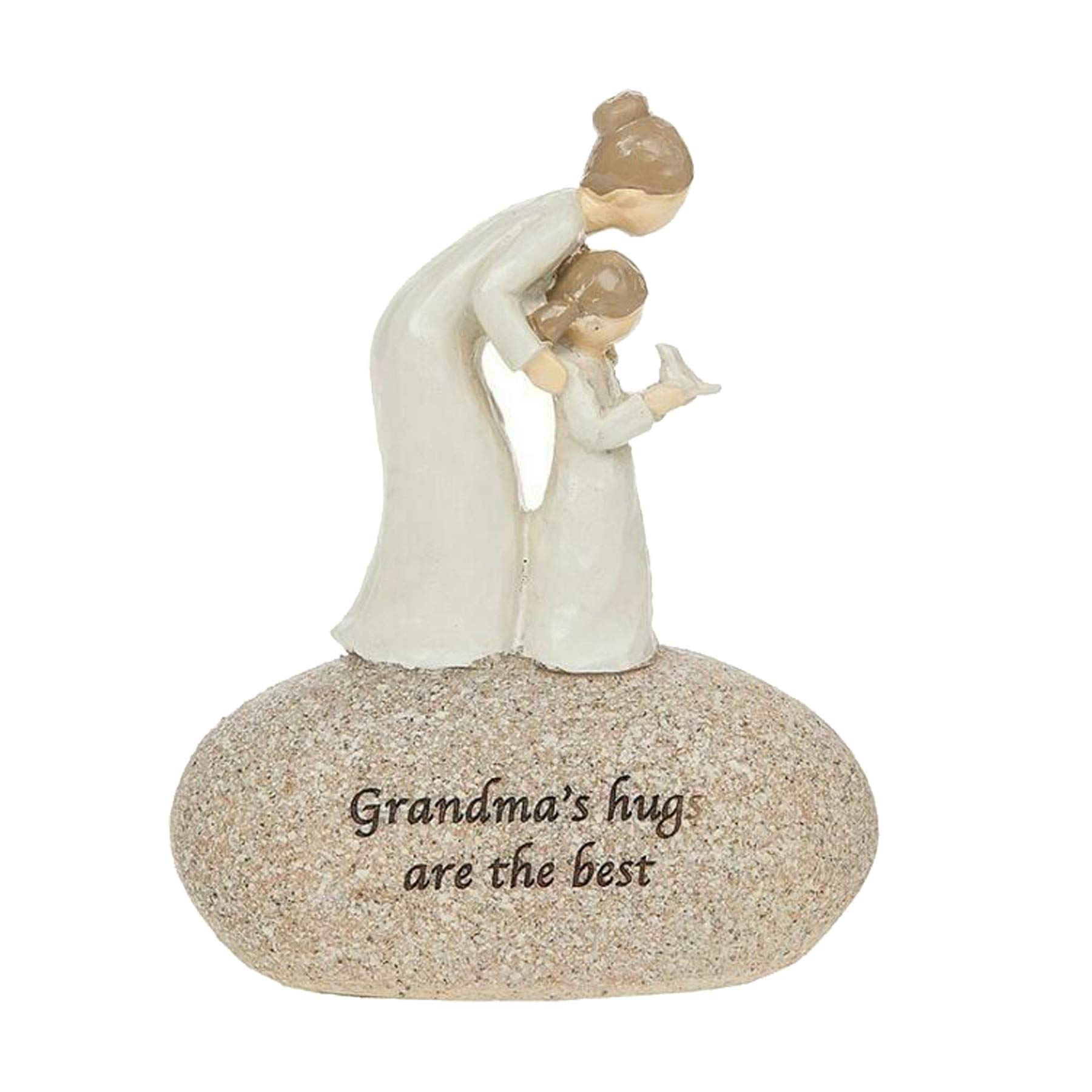 Widdle Celebrations Women's Sentiment Stone Pebble Ornament With Wording - Grandma's Hugs Are The Best Gift Boxed 4578