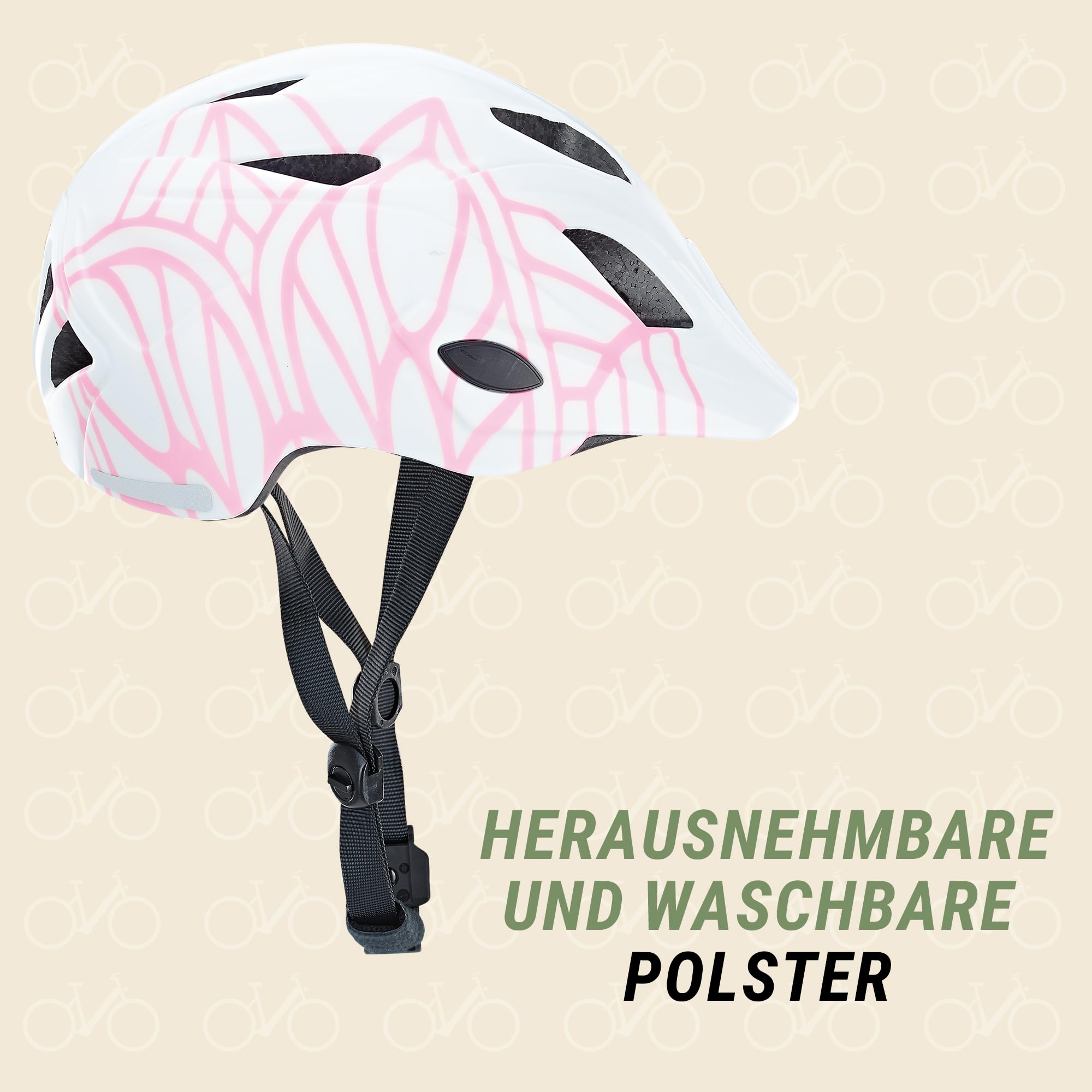 Prophete Dziecięcy kask rowerowy, regulowany pierścień głowy 52-56 cm, atest TÜV/GS, Inmold, LED, kolor biały