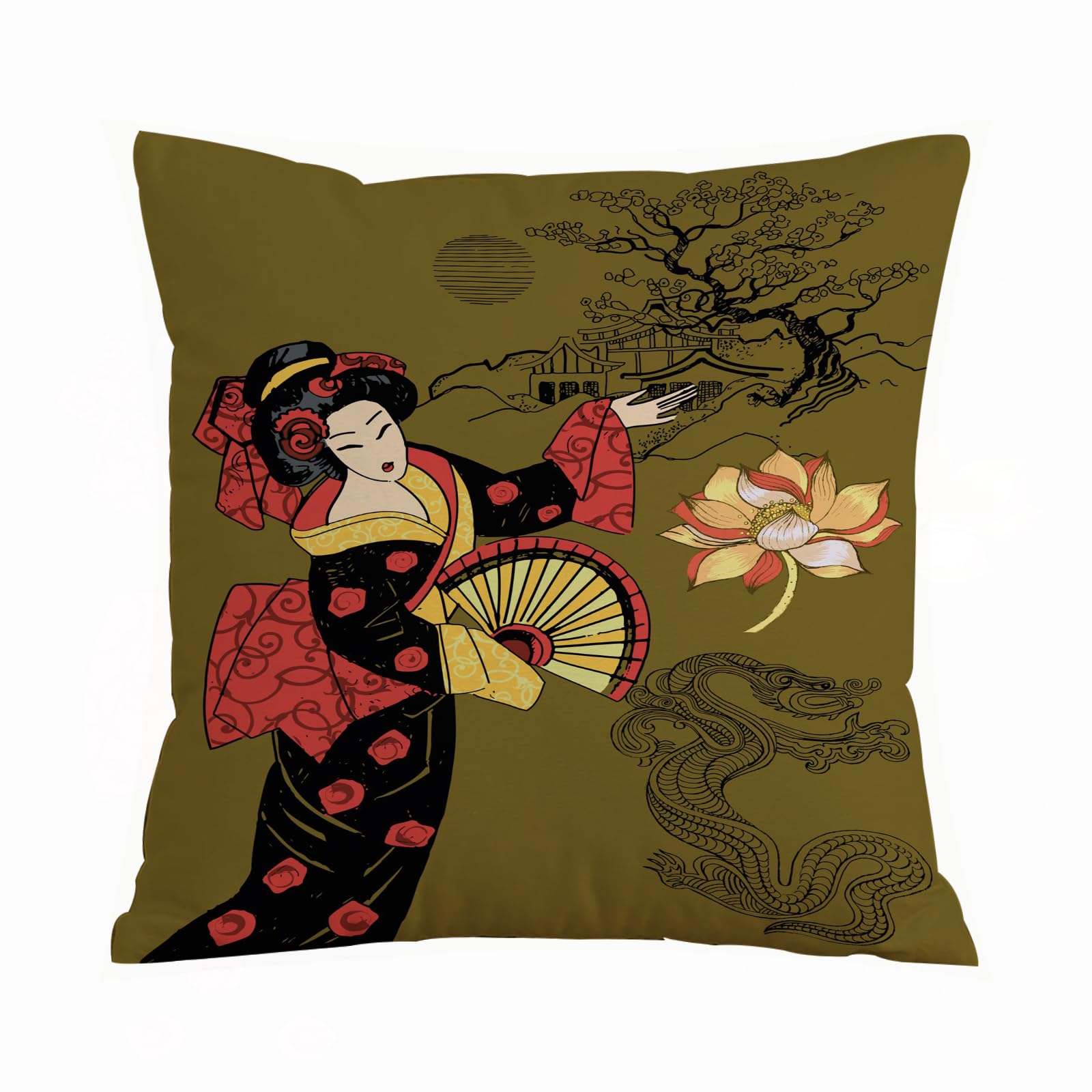 Aelksp Abstract Chinese Landscape - A4 Cushion Cover Decorations Pillow Cover Home For Livingroom Couch Sofa Decor Throw Pillow Case Gifts,Abstract Chinese Landscape,18X18 In