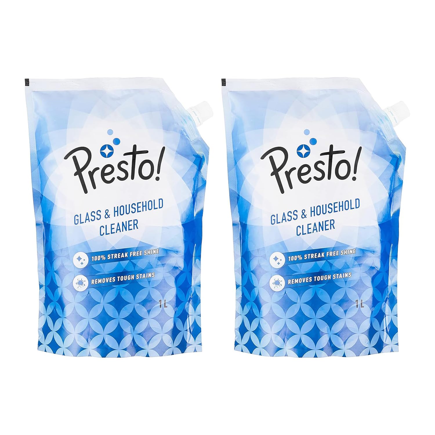 Amazon Brand - Presto! Glass & Household Cleaner Refill Pouch - 1 L (Pack of 2)