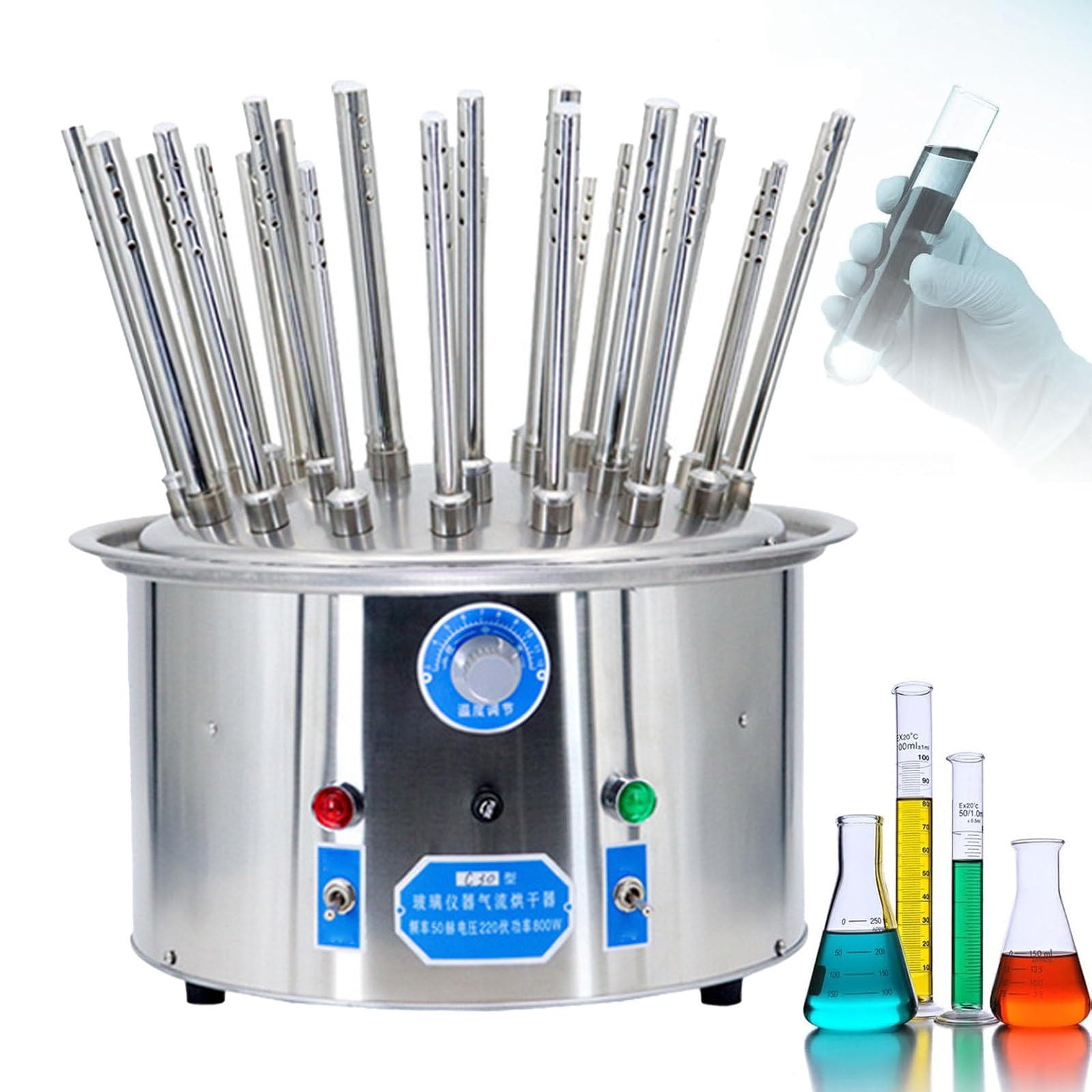 Essiccatore per Vetreria Da Laboratorio per Becher, Beute e Provette, Griglia In Acciaio Inox con 12/20/30 Fori, Attrezzatura Di Essiccazione Robusta per Vetreria Da Laboratorio,12holes