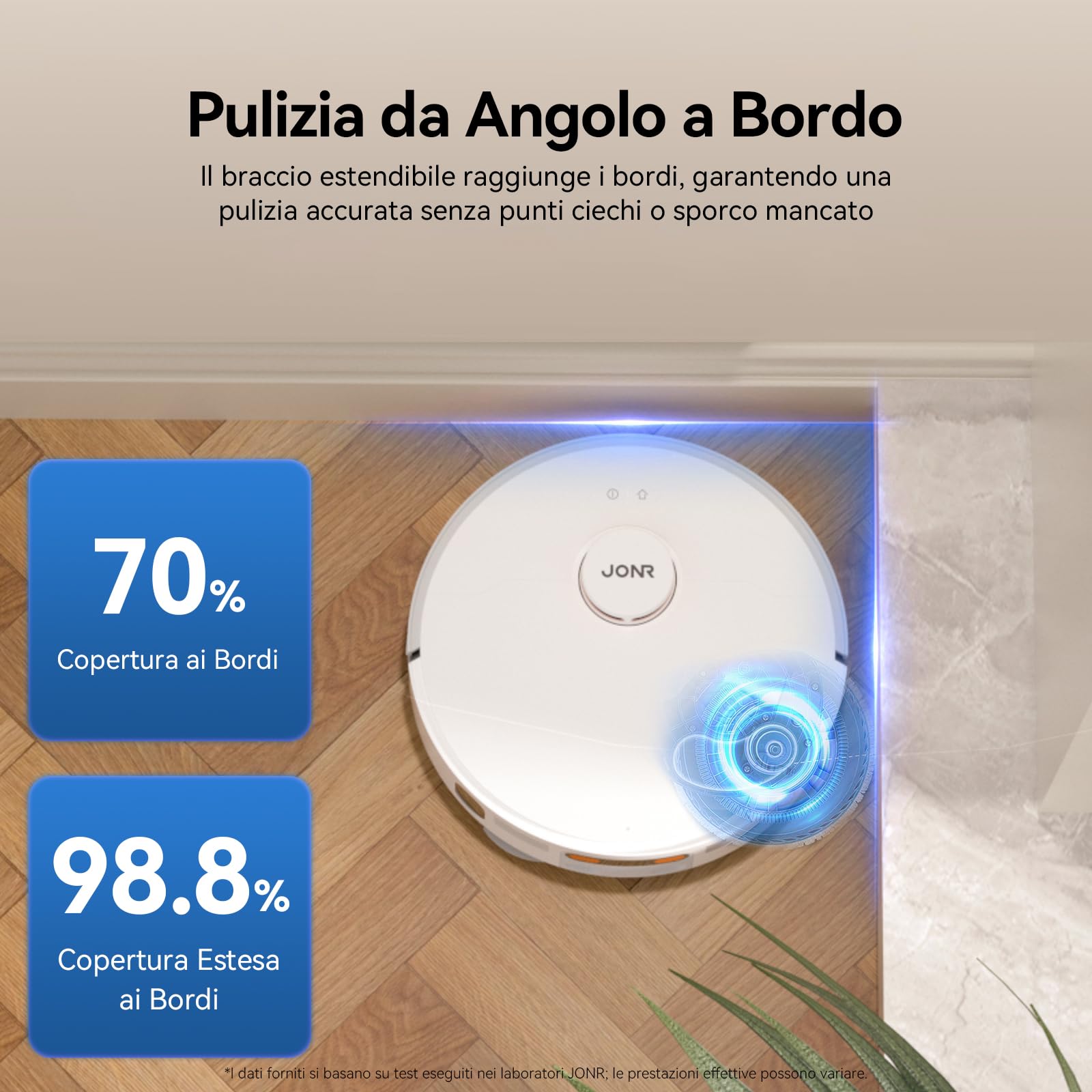 JONR T5 Pro Robot Aspirapolvere Lavapavimenti con Mop Estendibile, Potenza di Aspirazione 8000Pa, Lavaggio e Asciugatura Automatica del Mop, Navigazione AI con LiDAR