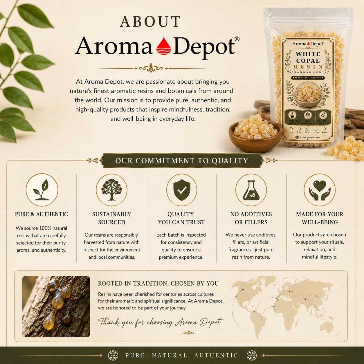 4 oz White Copal Tree Sap Known as Dammar Gum Incense I Incienso de goma de savia de árbol de Copal Blanco