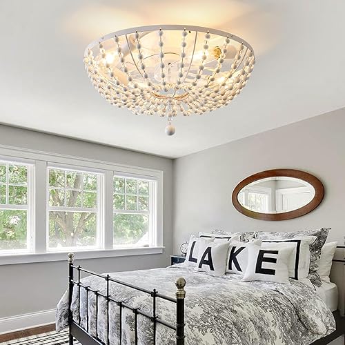 Miniatura 3 de Bektas Ventilador de techo pequeño de montaje empotrado, ventilador de techo bohemio enjaulado con control remoto