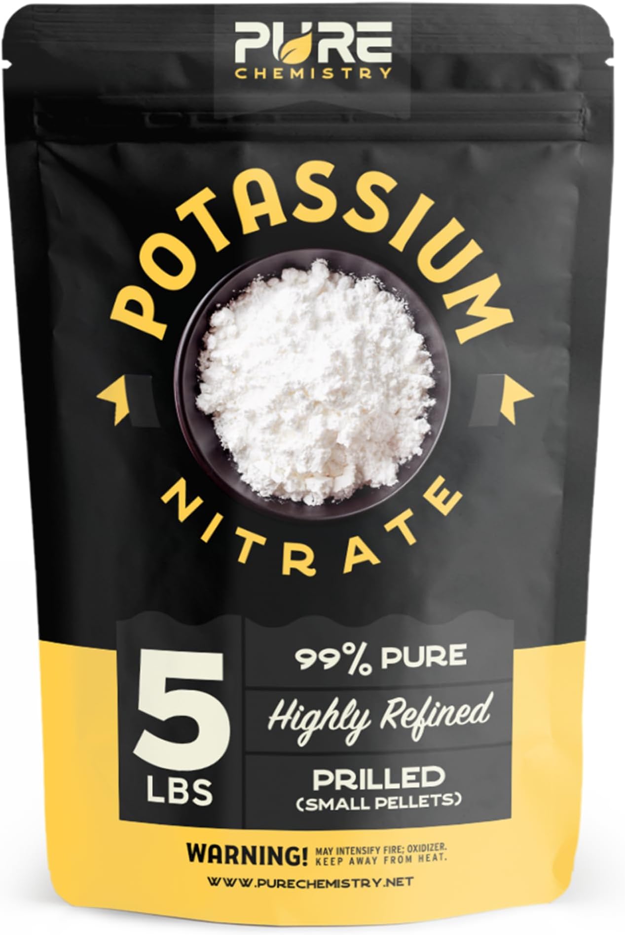 Ecoxall Prilled Potassium Nitrate Powder - 5 Pound - 99% Highly Refined - Multipurpose Uses - Use for Lawn Care, Tree Stump Removal and More - Tree Stump Remover - Industrial Grade Strength