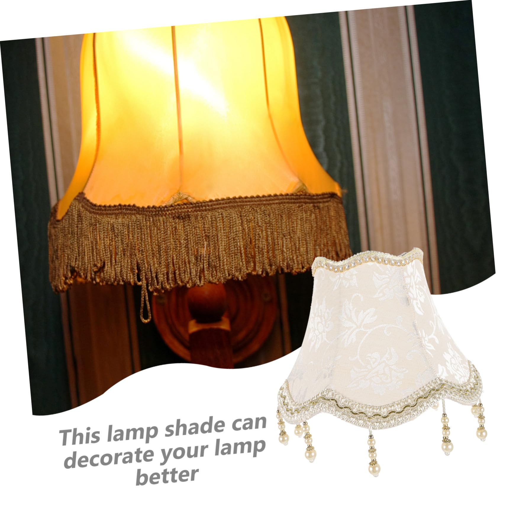 Abat Jour Lampe Décoratif en Tissu et Métal pour Douille E27 Beige