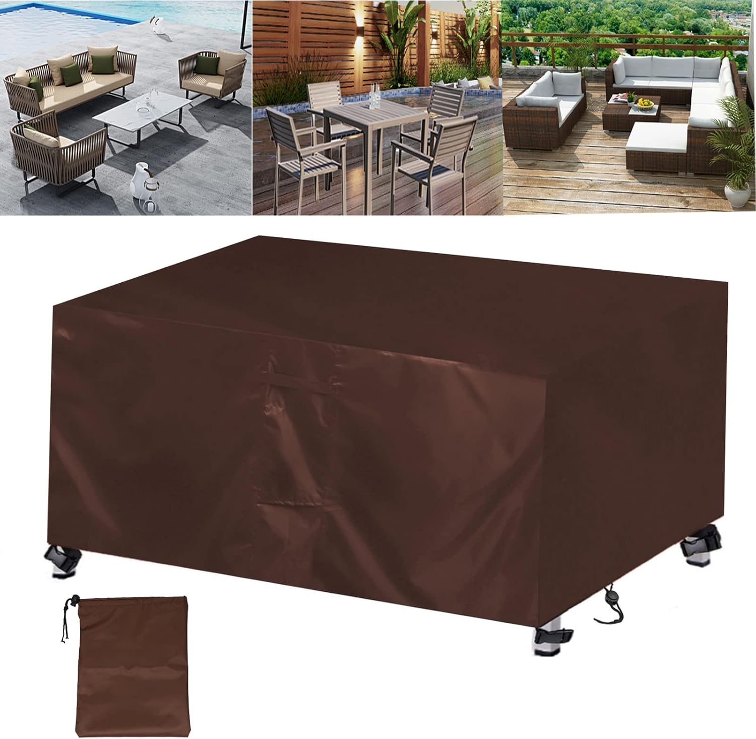 LIZHONGSLT Garden Furniture Covers, Rectangular Patio Table Cover