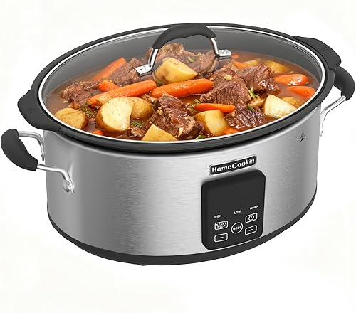 HOMECOOKIN Olla de cocción lenta programable digital de 10 cuartos de galón con temporizador, pequeño aparato de cocina para cenas familiares, DST