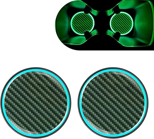 Miniatura 1 de 2 posavasos para automóvil, posavasos luminosos para automóvil, posavasos antideslizantes de fibra de carbono de 2.83 pulgadas, universales para la