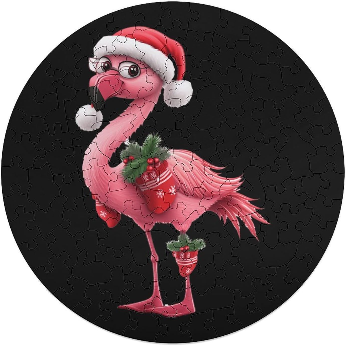 Christmas Flamingo Wooden Puzzles Irregular Animal Shaped Jigsaw Puzzle Fun Family Game 195 PCS