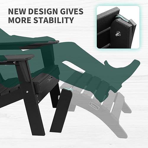 Miniatura 3 de FUNBERRY Otomana Adirondack plegable, HDPE para todo tipo de clima, reposapiés de patio de fácil almacenamiento, otomanas y reposapiés