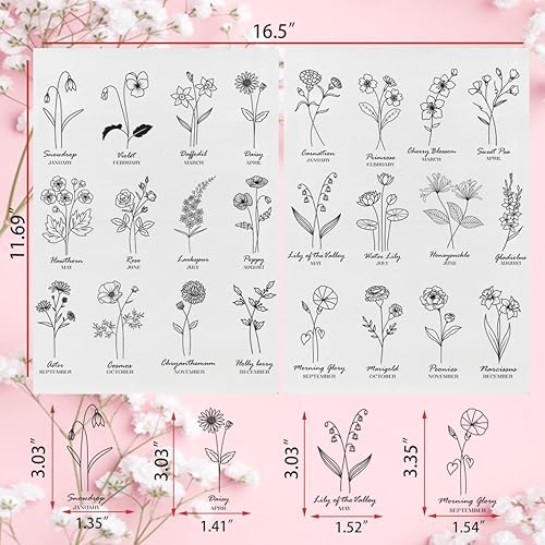 Miniatura 2 de 24 piezas de patrón de bordado a mano de flores, parche de transferencia de palo y puntada, estabilizador de bordado adhesivo, estabilizador fusible