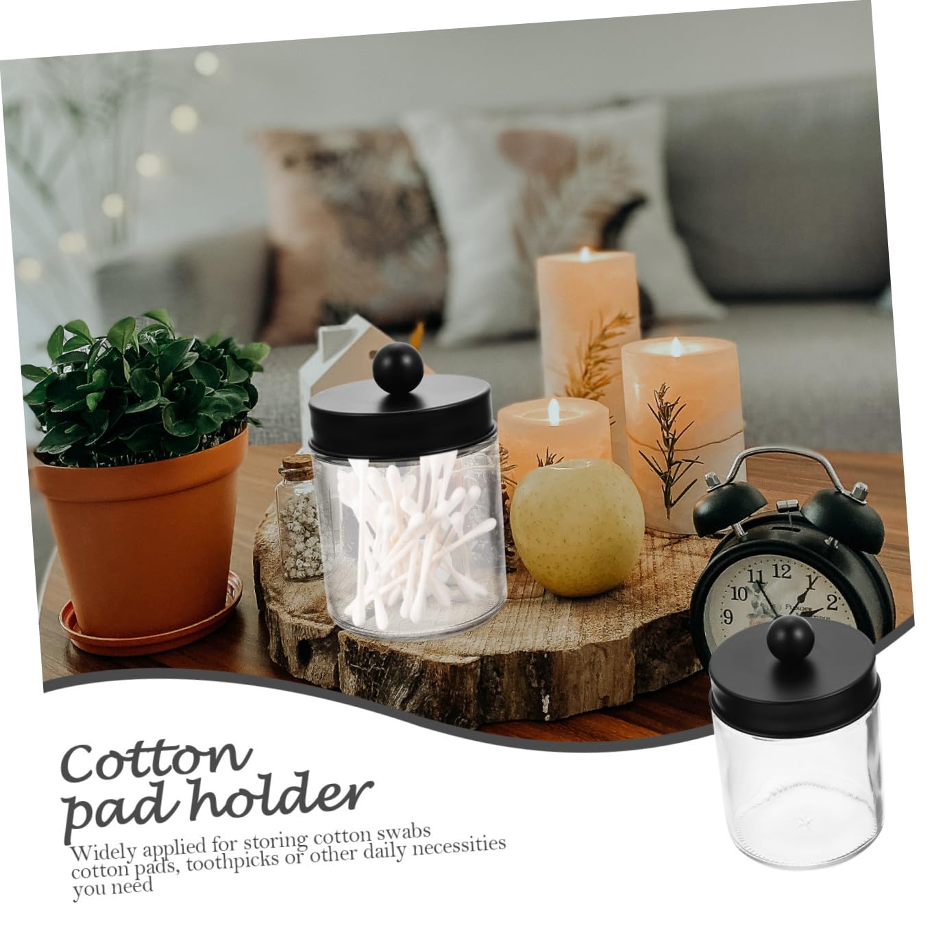 Glas Wattepad Spender und Modernes Design 3 Stück Transparenter Glasbehälter mit Edelstahl Deckeln Leicht Zugänglich für Badezimmer und Waschtisch