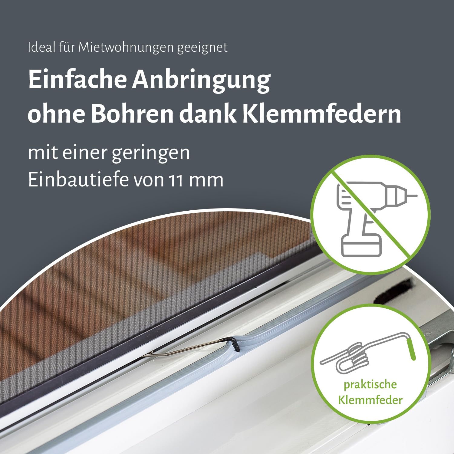 empasa Pollenschutz Fliegengitter Fenster Basic Alurahmen für Allergiker