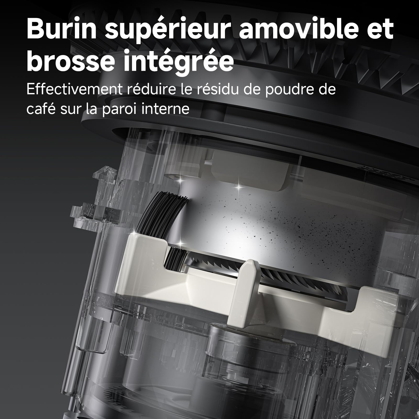 AMZCHEF Moulin A Café Électrique, moulin à café à meules coniques avec 48 réglages de mouture précis, capacité de 250 g pour café filtre, expresso, antistatique, interrupteur à un bouton