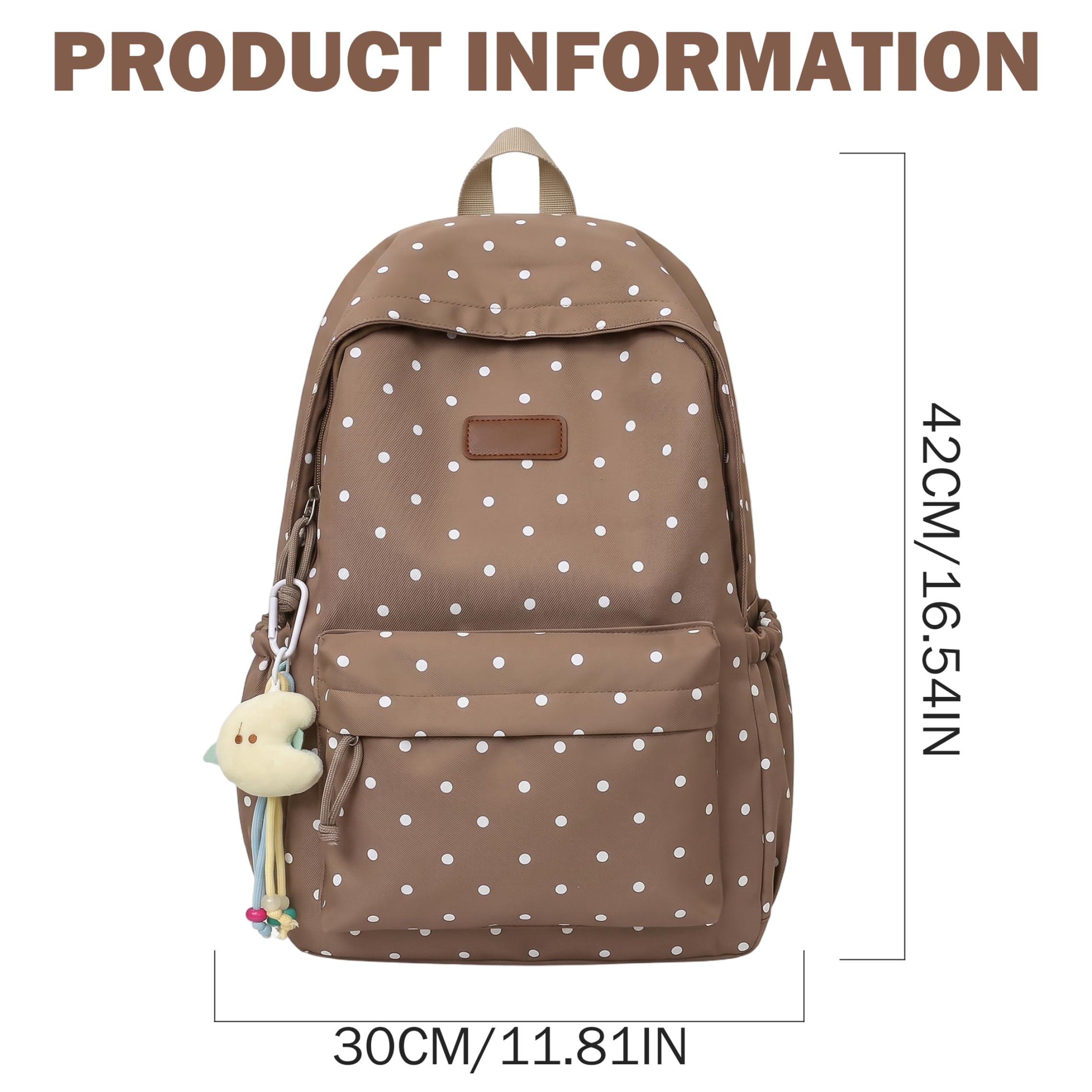 Jorzer Mochila de lunares negros, mochila escolar escolar para niñas lindas 0, 43 kg Interior espacioso Ligero o para niñas adolescentes, / Uso diario de viaje.