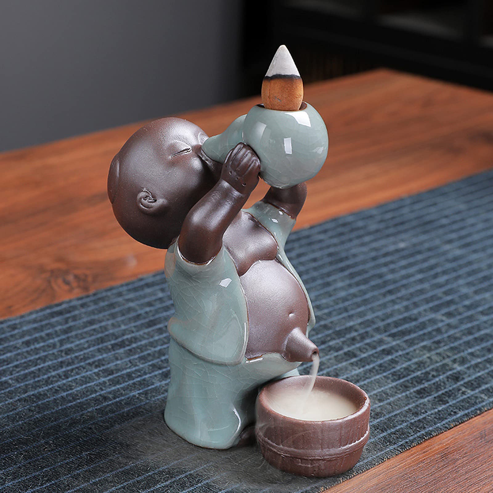Bruciatore Di Incenso In Ceramica A Riflusso – A Forma Di Bimbo – 12x5,5x13 Cm – Per Coni, Yoga E Relax