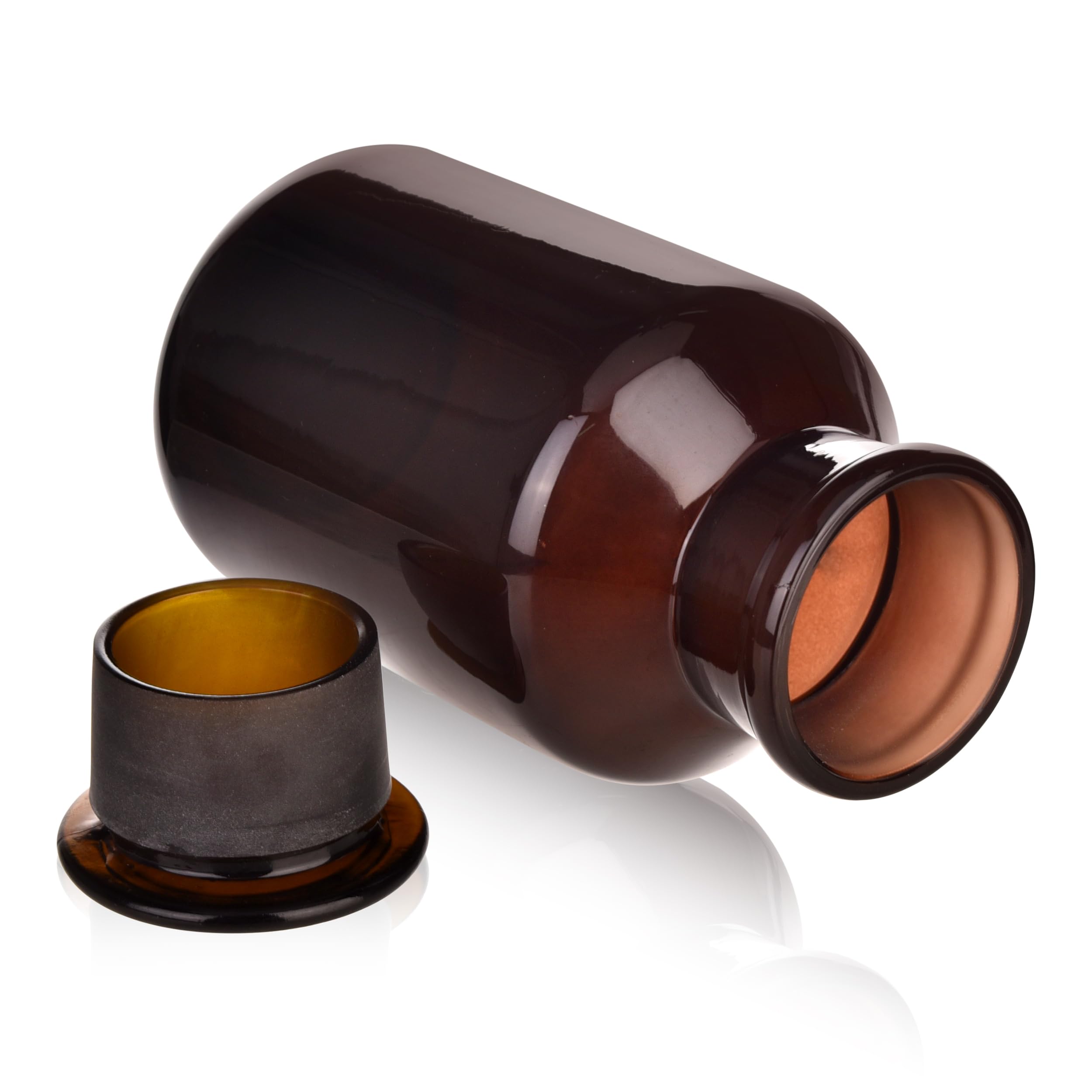 Botella de vidrio, botella de reactivo de boca ancha de laboratorio, botella de reactivo de vidrio ámbar, botella de vidrio de borosilicato de 1000 ml con tapón de tierra de vidrio (1000 ml)