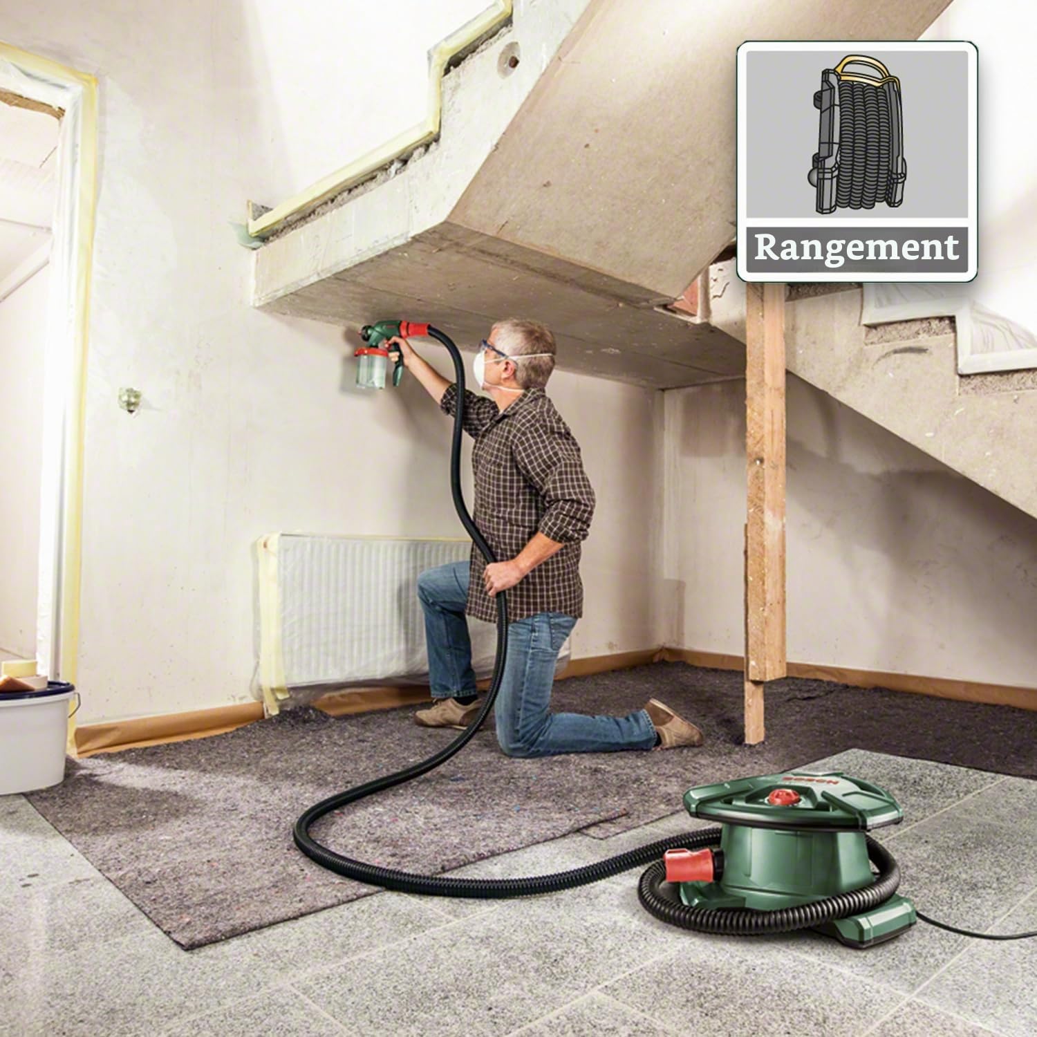 Bosch Pistolet à Peinture PFS 5000 E (1 200 W, 2X Godets de 1 000 ML, Buses pour Peinture Murale, laques, lasures)